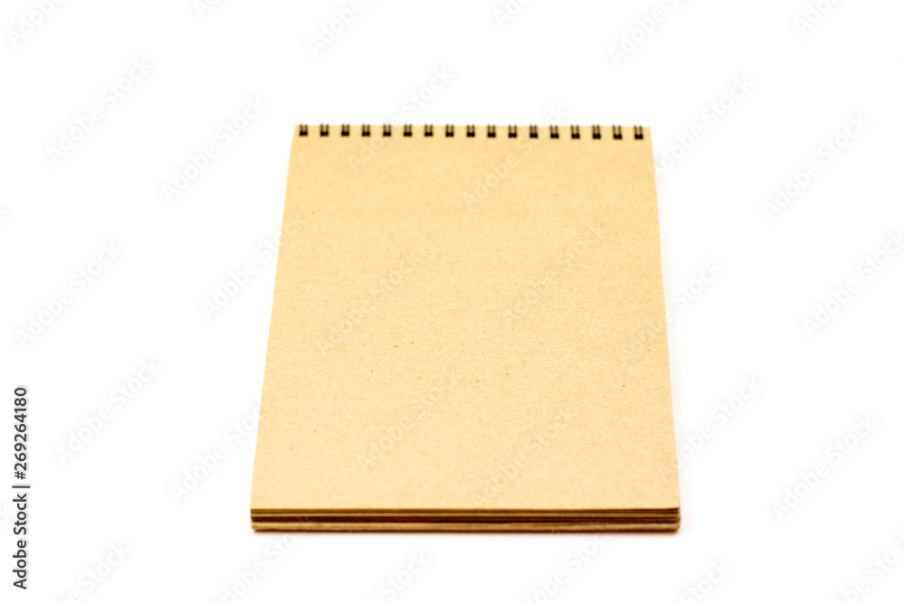 Design concept - Top view of notebook isolated on white background for mockup. Design concept - Top view of notebook isolated on white background for mockup.