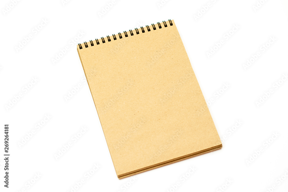 Design concept - Top view of notebook  isolated on white background for mockup.