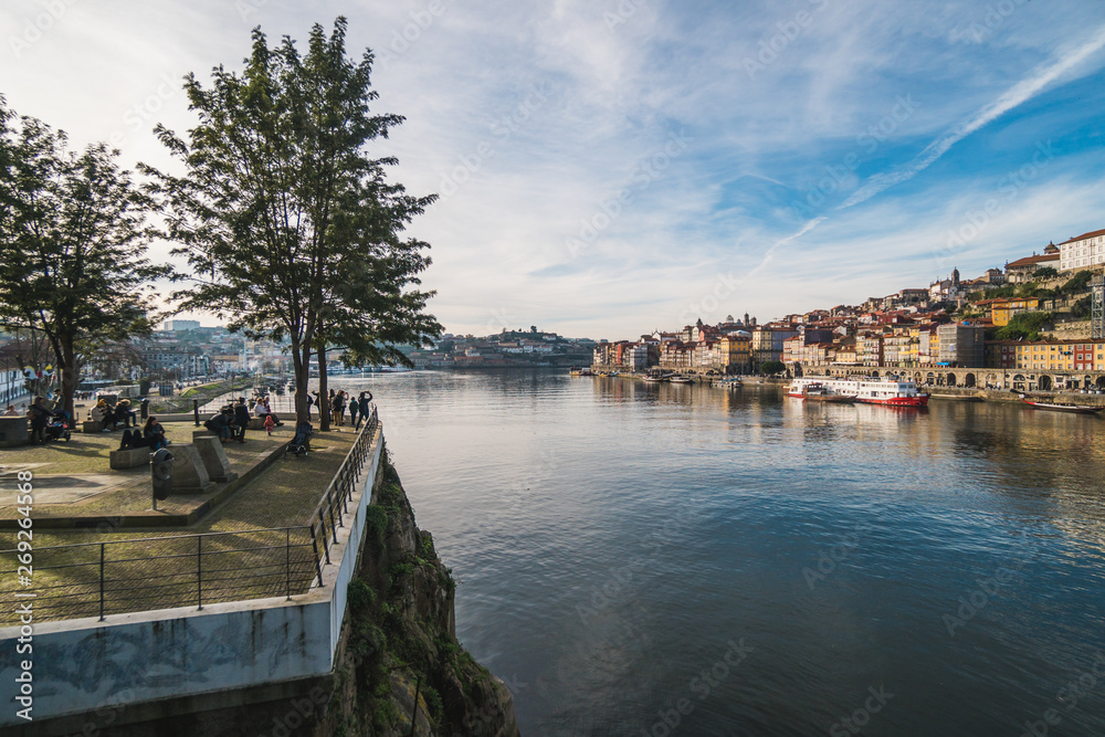 Fototapeta premium Porto, Portugal - 25 December 2018: Beautiful morning in Porto