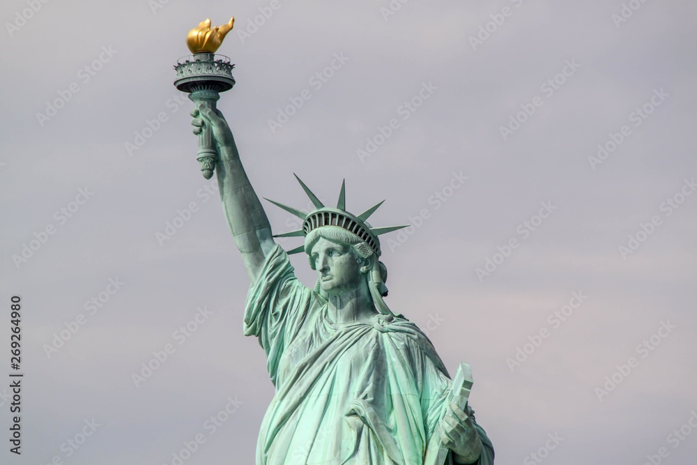 Fototapeta premium Nice view on isolated Statue of Liberty New York. Beautiful backgrounds.