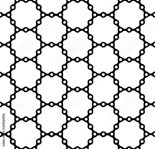 Vector seamless texture. Modern monochrome geometric background. Lattice with hexagonal cells.