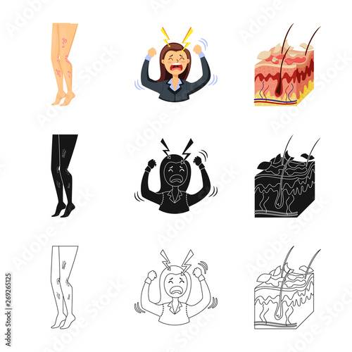 Vector design of medical and pain  symbol. Collection of medical and disease vector icon for stock.
