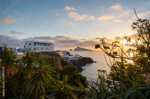 view of the island of panarea in sicily and in the background the islet of basiluzzo