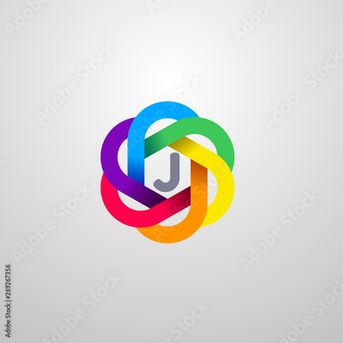 J Letter alphabet logo template