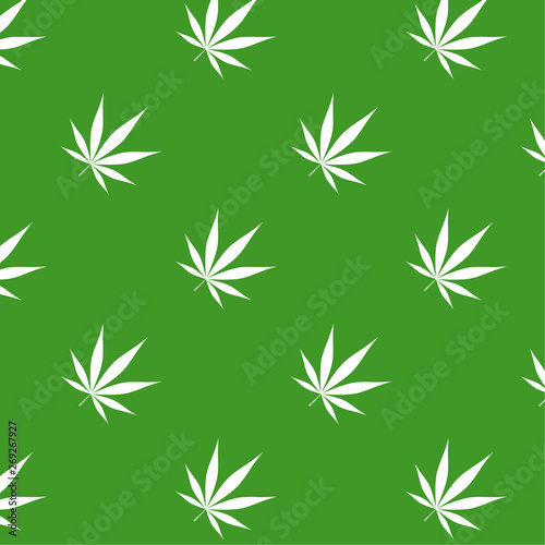 Vector seamless pattern with marijuana leaf, cannabis.