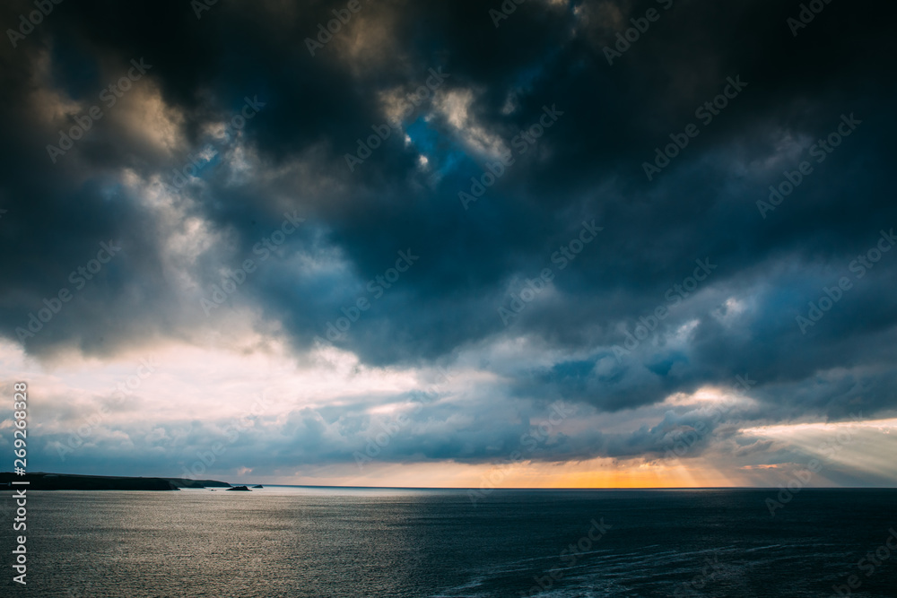 Beautiful cornish coastline in Newquay, United Kingdom