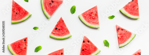 Fototapeta Naklejka Na Ścianę i Meble -  Fresh watermelon slices pattern