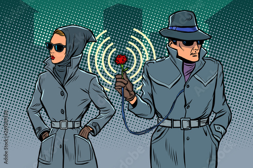 man and woman secret agents, spies