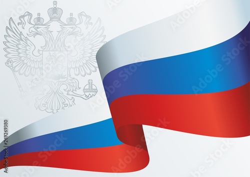 Flag of Russia, Russian Federation. Russian flag. June 12, Russia Day. Template for award design, an official document with the flag of Russia. Bright, colorful vector illustration.