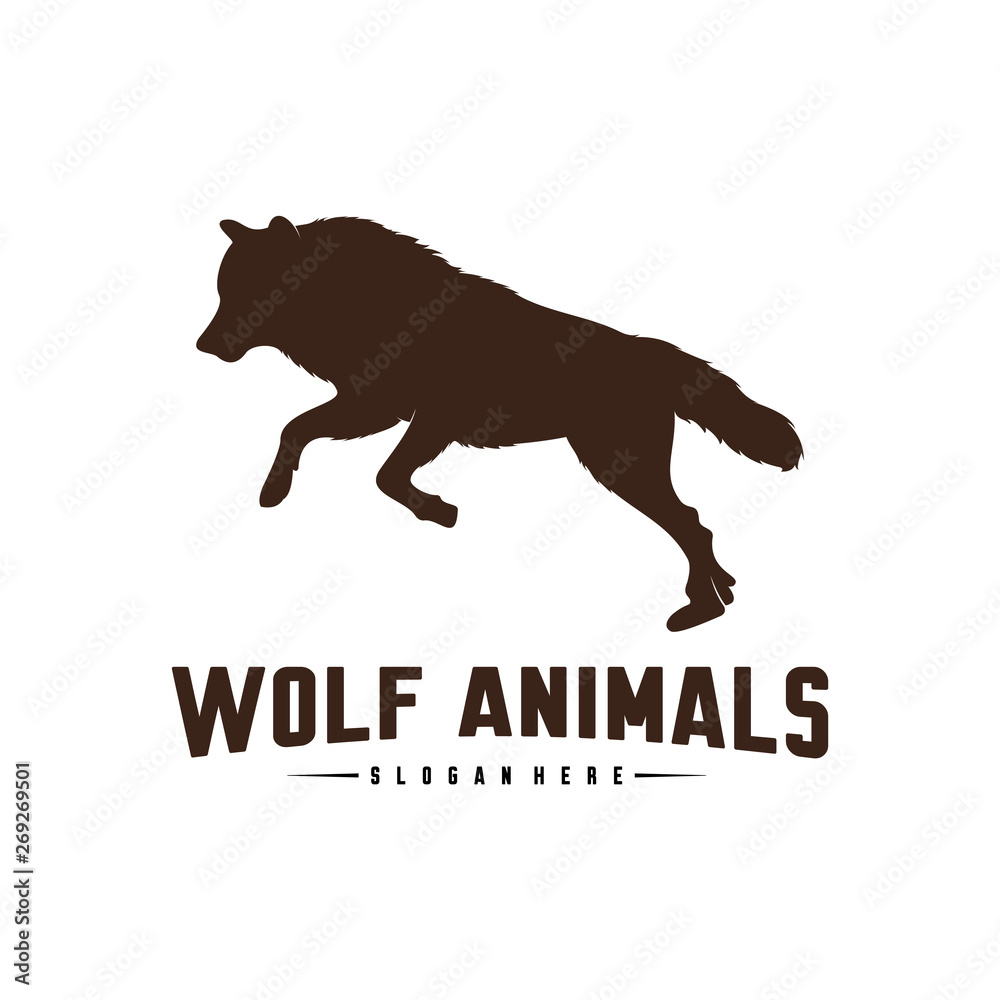 Wolf Abstract Logo Design Vector Illustration. Wolf Logo Template. Simple flat style. Icon Symbol.