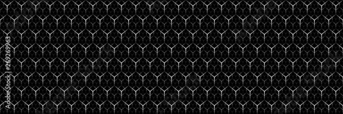 Black and White Geometric Seamless Pattern with Polygons. Abstract Monochrome Grid with Hexagon. Graphic Style for Print. Raster. 3D Illustration
