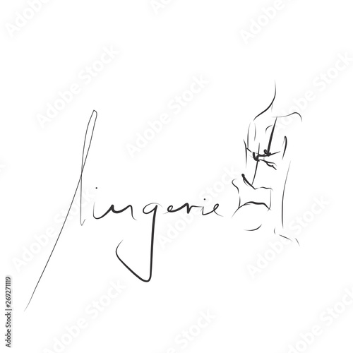 Young woman, girl, model in lingerie. Slim female body. Fashion sketch