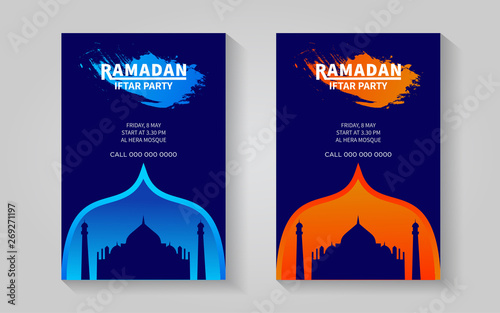 Ramadan promotional colorful poster vector template - Ramadan offer poster template