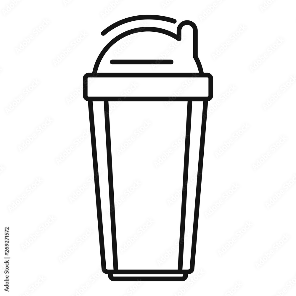 Plastic shaker bottle icon. Outline plastic shaker bottle vector icon for web design isolated on white background Plastic shaker bottle icon. Outline plastic shaker bottle vector icon for web design isolated on white background