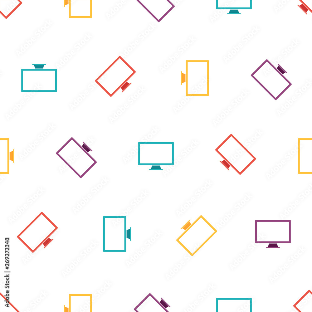 Seamless pattern with monitor on white background, vector illustration Seamless pattern with monitor on white background, vector illustration