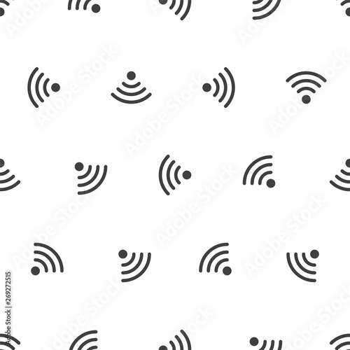 Seamless pattern with wifi on white background, vector illustration