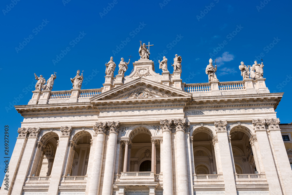Archbasilica of St. John Lateran at sunny day, Italy