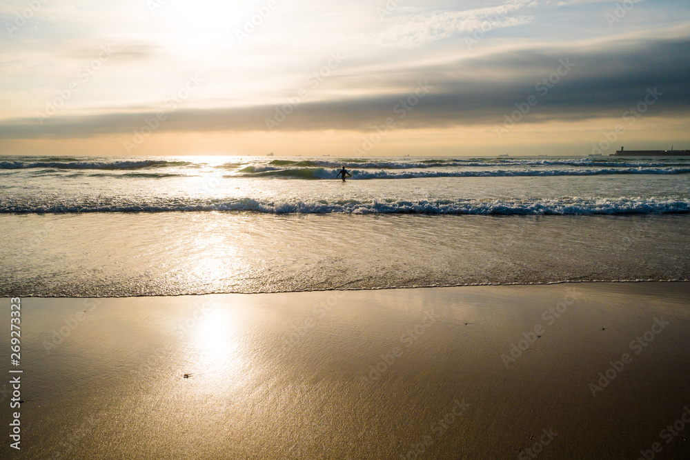 Porto beach in Portugal, view over the Atlantic Ocean