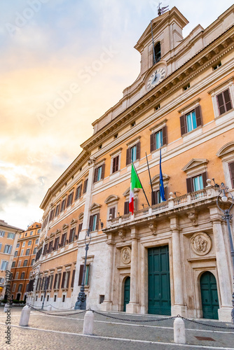 Montecitorio Palace  seat of Italian Chamber of Deputies. Italian Parliament building  Rome  Italy