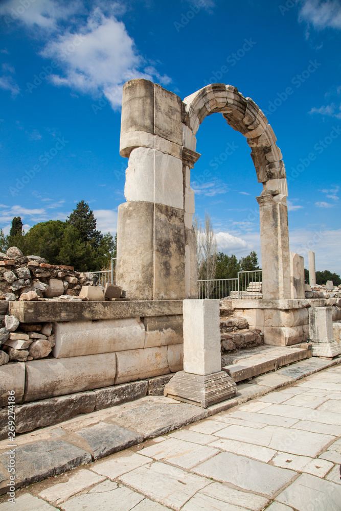 Ruins of the Library of Celsus and ephesus antiq theater in Ephesus izmir turkey Ruins of the Library of Celsus and ephesus antiq theater in Ephesus izmir turkey