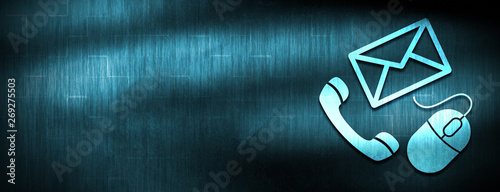 Contact icon abstract blue banner background