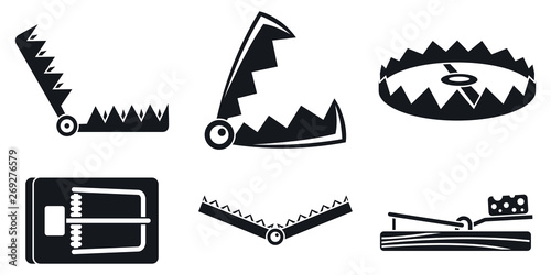 Trap catch icons set. Simple set of trap catch vector icons for web design on white background photo