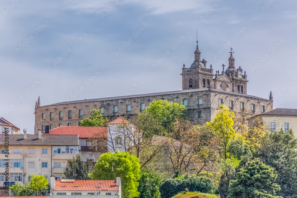 View at the Viseu city, with Cathedral of Viseu, Sé Catedral de Viseu - obrazy, fototapety, plakaty 