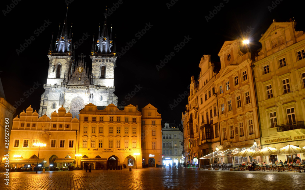 The old Town square, Prague, by night