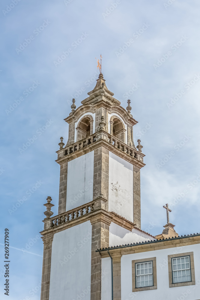 View of a tower at the Church of Mercy, baroque style monument