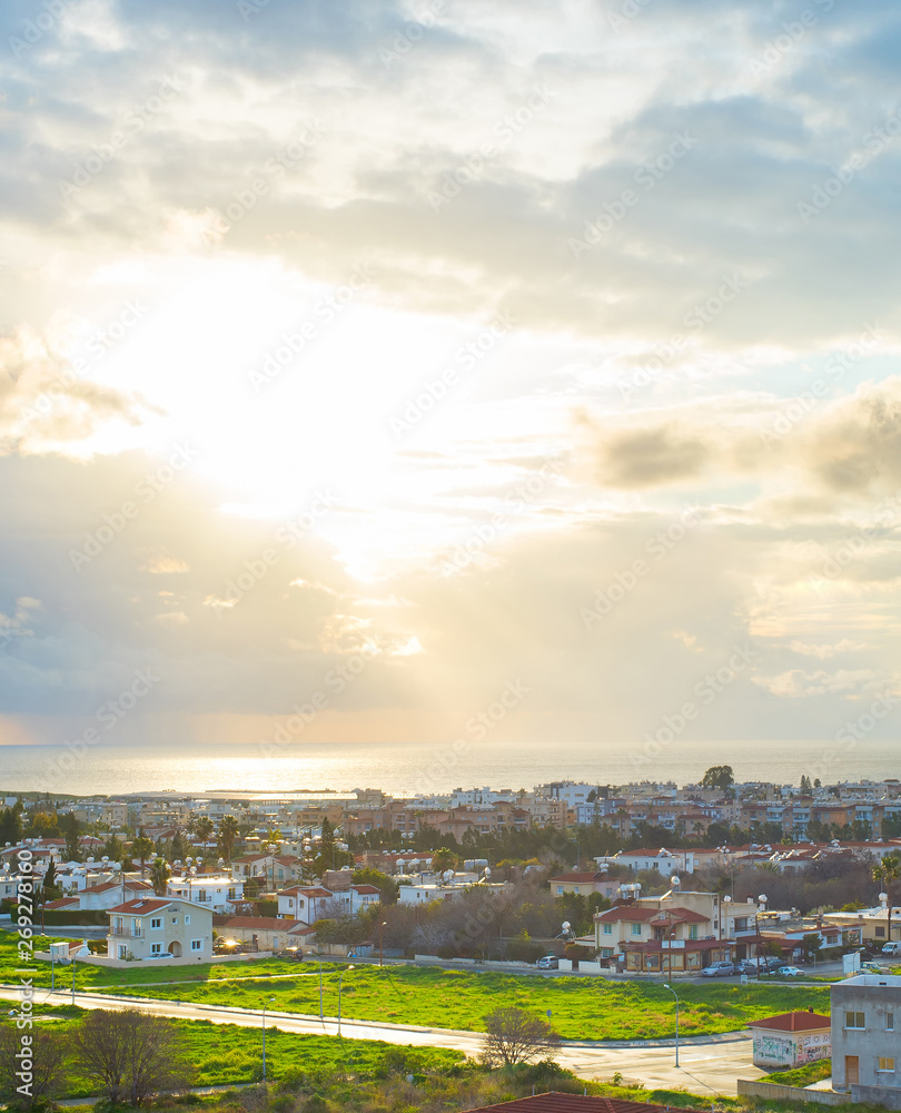 Paphos cityscape in evening sunlight Paphos cityscape in evening sunlight