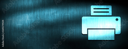 Printer icon abstract blue banner background