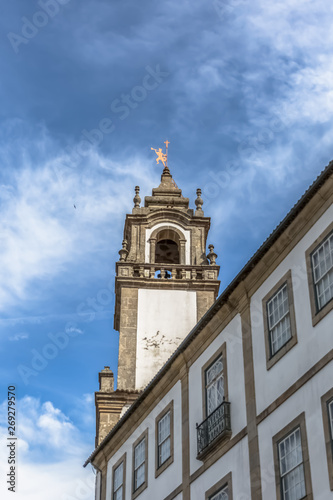 View of a tower at the Church of Mercy, baroque style monument