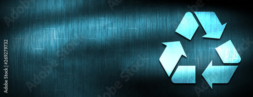 Recycle symbol icon abstract blue banner background