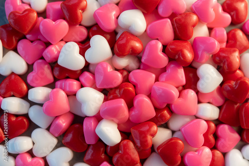 Pile of heart shaped candy
