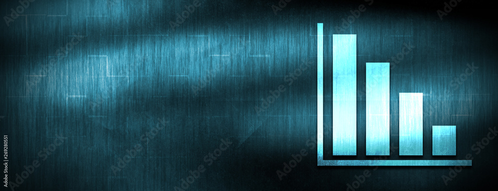 Statistics down icon abstract blue banner background Statistics down icon abstract blue banner background