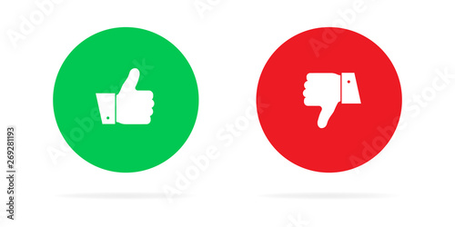 Thumbs up or down. Like or Dislike. Vector illustrations.