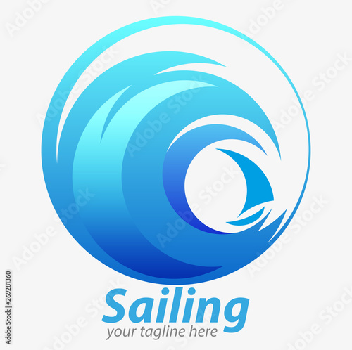 Vector abstract, Sailing and blue wave symbol.