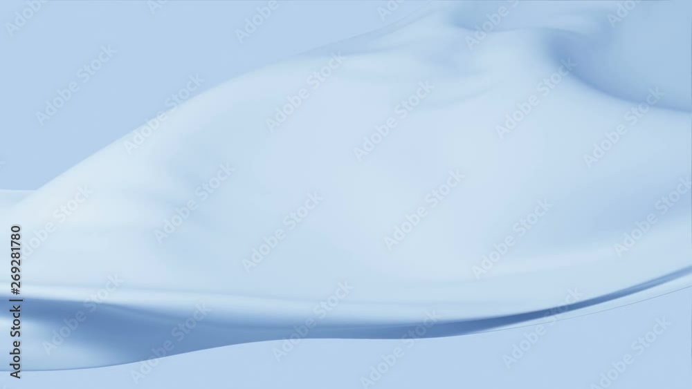 Beautiful Blue Silky Cloth Waving in the Wind Seamless. Looped 3d Animation of Abstract Soft Textile Slow Moving in the Air. 4k Ultra HD 3840x2160
