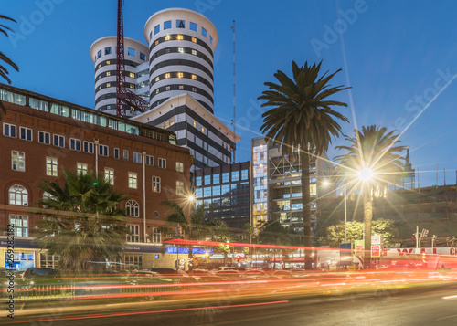 Long exposure shot of street at sunset in Nairobi, Kenya