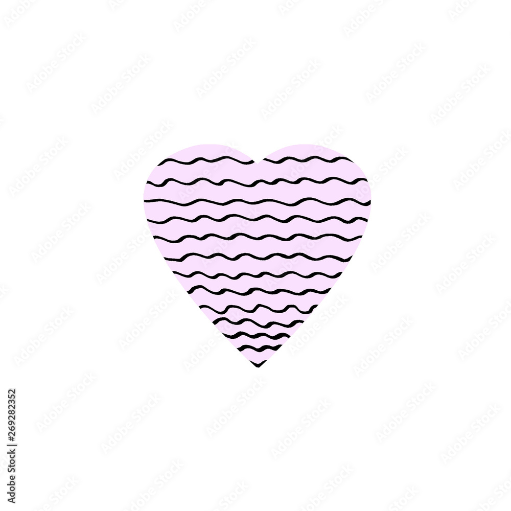 Hand drawn Illustration graphic pink wave heart for Valentine`s day, Mother`s day or weddings, emotions and feelings isolated on white background. Decorative design element Hand drawn Illustration graphic pink wave heart for Valentine`s day, Mother`s day or weddings, emotions and feelings isolated on white background. Decorative design element