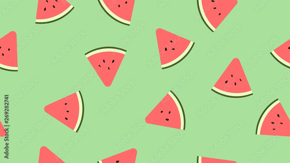 Watermelon on green background seamless pattern. Watermelon on green background seamless pattern.