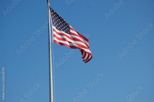 american flag on sky