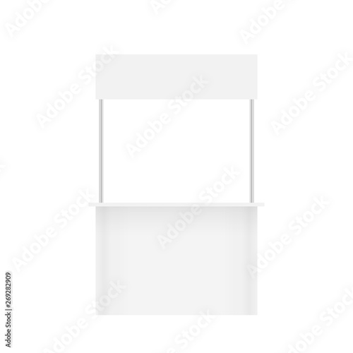 small kiosk and top banner for products display, template blank kiosk of counter display stock clip art for design, kiosk desk for design of market and exterior symbol, table display for small shop