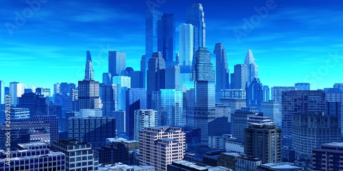 Beautiful modern city with skyscrapers  3d rendering
