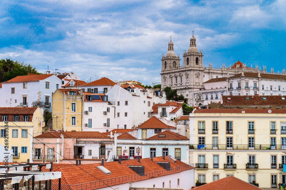Lisbon, Portugal capital skyline at the Alfama.