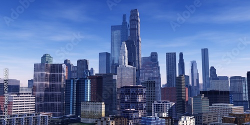 Beautiful modern city with skyscrapers, 3d rendering