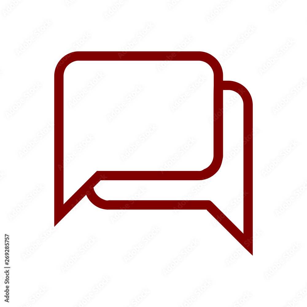 Chat icon, sms icon, chat, bubble, comments icon, communication, talk icon, speech bubbles maroon color  Icon 