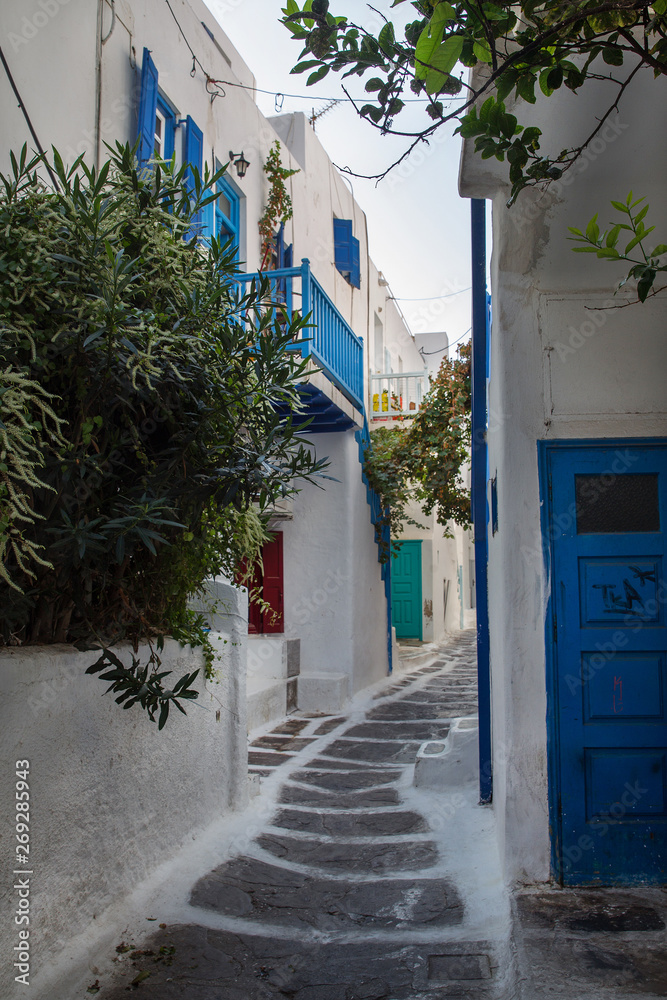 Small streets of Mykonos island
