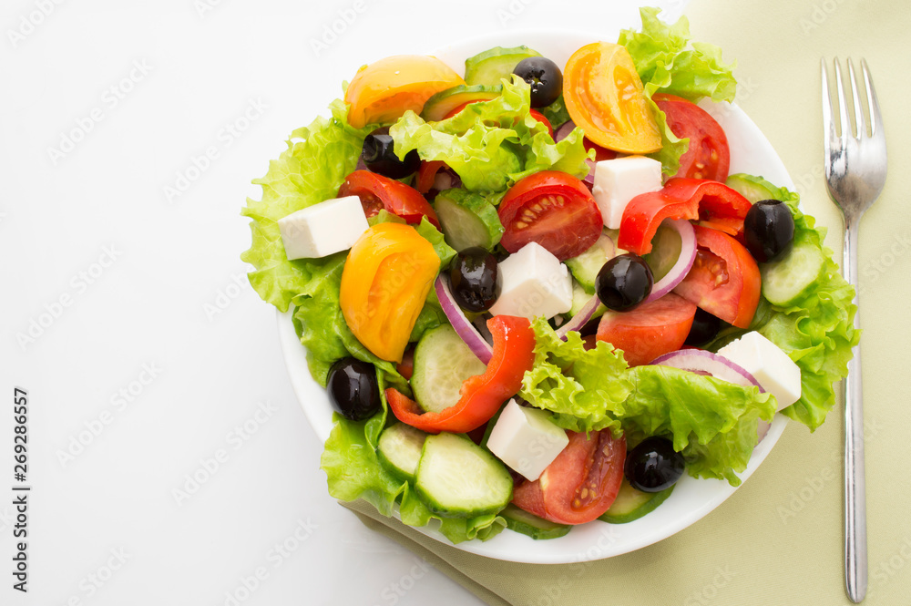 fresh vegetable salad isolated on white background