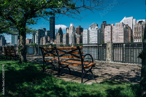 Midtown apartment buildings on east riverside view from Roosevelt Island